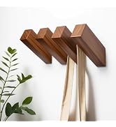 Walnut Wood Wall Hooks 4Pack Heavy Duty Coat Hooks