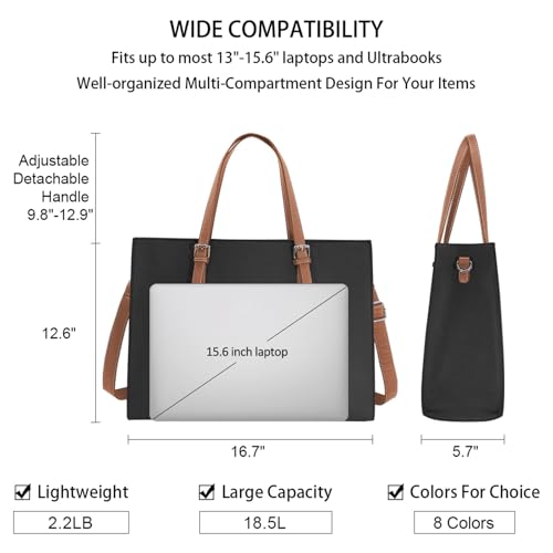 Nubily Laptop Bag For Women Waterproof Lightweight Leather 15.6 Inch Computer Tote Bag Business Office Briefcase Large Capacity Handbag Shoulder Bag Professional Office Work Bag thumb #2