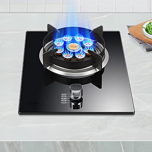 Brûleur à gaz intégré, verre trempé anti-explosion, facile à nettoyer, compatible avec gaz naturel et propane, idéal pour la cuisson au wok