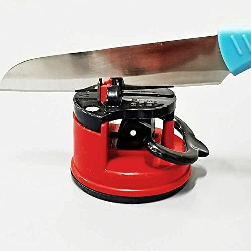 Knife Sharpener Manual 1 Stage Knives Sharpner Tool Advanced Knife Sharpener for Kitchen Knife Sharpner Knives Sharpening Tool for Steel Knives RED