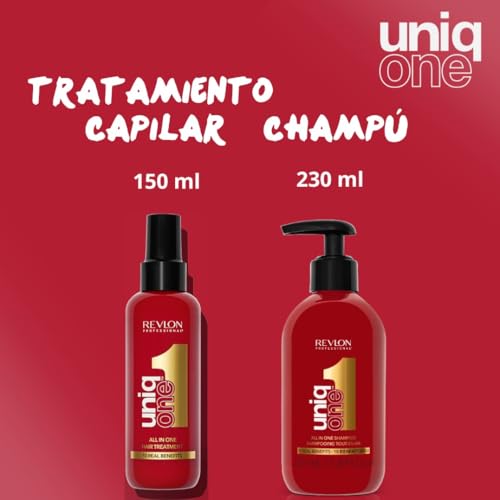 REVLON PROFESSIONAL UniqOne Duo Pack, Protector Térmico Pelo, Desenredante, Tratamiento 10 en 1 Sin Aclarado, 150 ml + Champú Acondicionador Hidratante, Repara Cabello Seco y Dañado, 230 ml - imagen 2