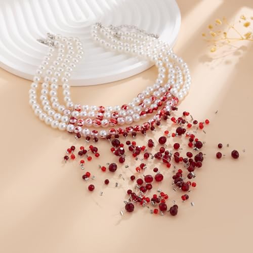 Collier gothique perles de sang rouge pour sublimer un décolleté