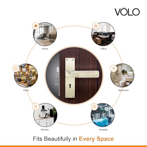 Image of VOLO Stainless Steel Mortise Lock | 8 Inch Lock Body | Main Door Handle Set with Keys | Wooden Door Lockset | Hotel Office Home Door Lock | 3 Keys | 10 Year Lock Body Warranty (Silver | KY | 6007)