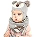 DORRISO Linda Niños Sombrero y Bufanda Guantes Otoño Invierno Primavera Gorro Bebe Calentar Pequeña Zorro Gorro Bufanda Guantes Conjunto Sombrero de Niño Gris