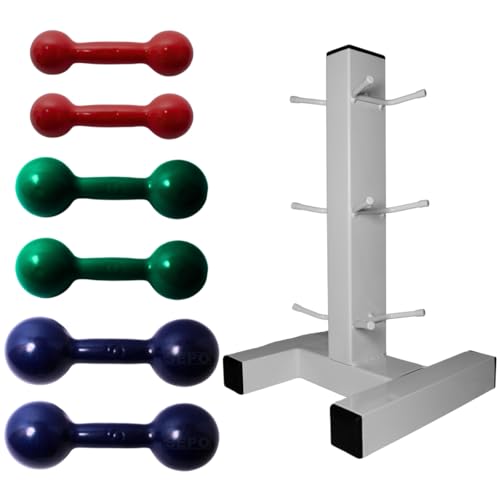 Kit Halteres Emborrachado 1,3 e 5 Com Suporte CHÃO