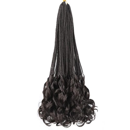 Color 4 French Curl Crochet Braids for Black Women 24 Inch 7 Packs Crochet Hair with Curly Ends Pre Looped French Curl Braiding Hair for Goddess Box Braids