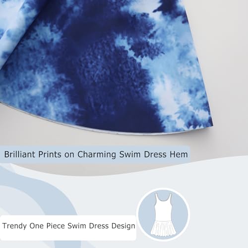 Image of Aisyee Girls One Piece Swimsuits Swim Dress for Girls Skirted Bathing Suit Hawaiian Skirt Swimwear 3-16 Years