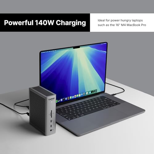 Image of CalDigit TS5 Thunderbolt 5 Dock - 15 Port, 140W Charging, 80Gb /s TBT 5 x 4, USB-C 10Gb x 3, USB-A x2, 2.5Gb Ethernet, Dual 8K@60Hz Displays, SD & microSD UHS-II, 1m Braided Cable, Space Gray 240W PSU