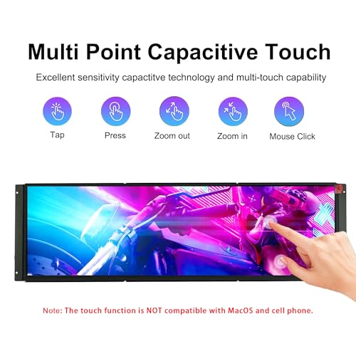 Image of wisecoco LCD Touch Monitor 2K 2560x720 Bar IPS Display DIY Kits HDMI USB C Secondary Monitor for Corsair iCUE 4000X 4000D PC Case Aida64 CPU GPU RAM Temperature Speed Display