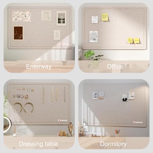 Image of Climberty Felt Bulletin Board 36x24 Inches, Self-Adhesive Vision Board with 50 Clear Push Pins for Photos, Notes, Planning, Office, Home & Classroom Decor (Light Camel)