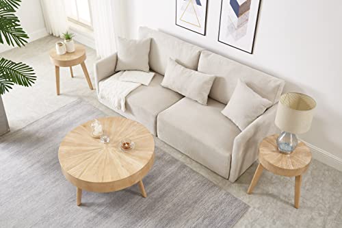 Gexpusm Round Wood Coffee Table Set of 2