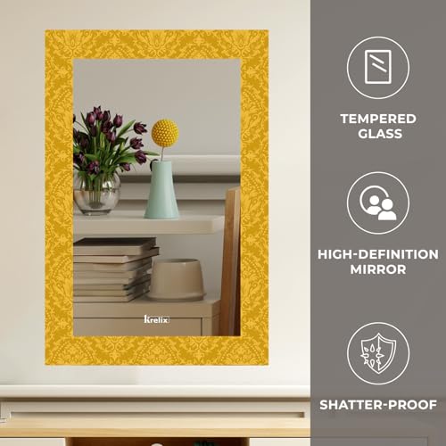 Image of KERLIX Rectangle Decorative Art Unique Fancy Digital Frameless CNC polishing Wall Mirror /Makeup Mirror /Bathroom Mirrors Size (12x18 inch). (2, 12 x 18)