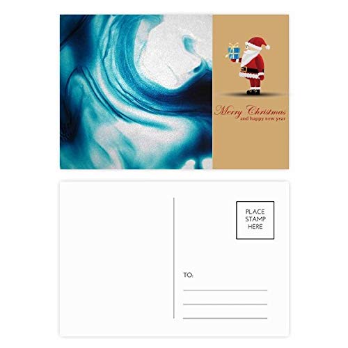 Cartes postales abstraites motif Père Noël bleu liquide transparent, lot de 20 vœux