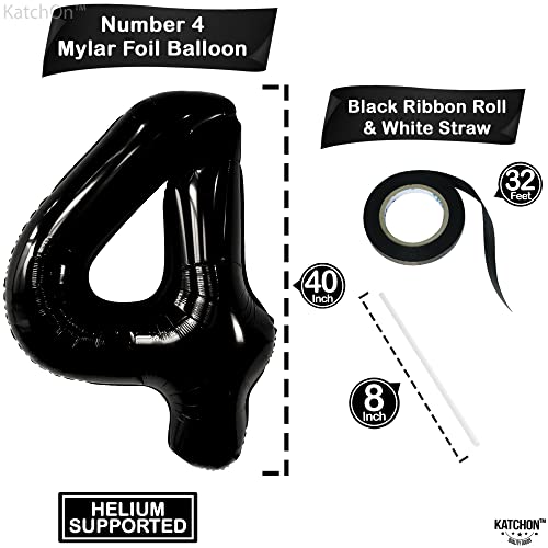 Image of KatchOn Black Number 4 Balloons 40 Inch, 4 Birthday Decorations