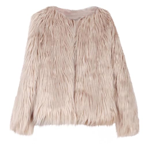 XUNRYAN Girls Fuzzy Faux-Fur Coat Winter Jackets Warm Thick Parka Anorak Slim Fit Open Front Cardigan Outerwear Overcoat3