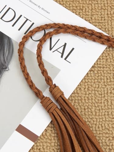 Exotic Women Waist Belt/Rope/Chain with Tassel and Beads Boho Wrap Skinny Belt for Skirt Dress4