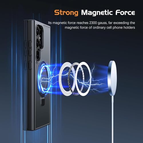 Image of Samsung S24 Ultra Magsafe Stand Case | Matte Design & 360 Protection | Military-Grade Samsung Galaxy S24 Ultra Cover | Ultra Premium - Black