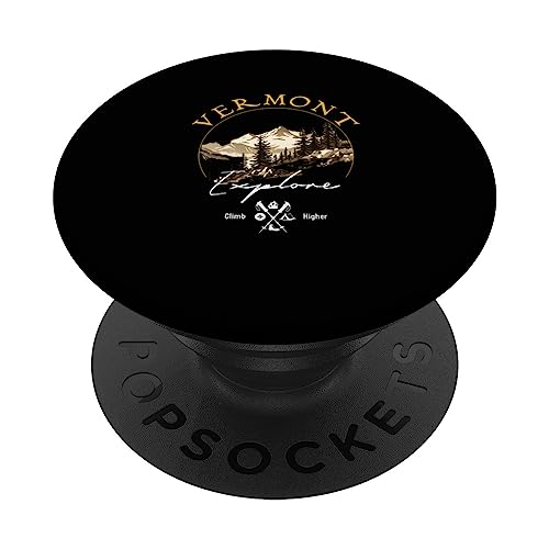 Vermont Retro Vintage Apparel - Vermont Souvenir PopSockets Swappable PopGrip, Black