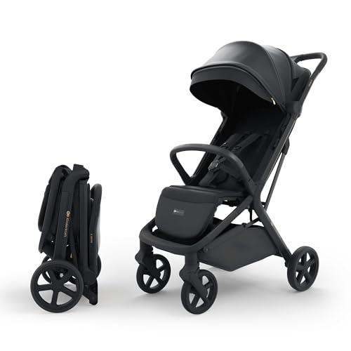 Kinderkraft NUBI 3 Silla de paseo compacta y ligera, hasta 22 kg, Buggy, con plegado automático, capota impermeable, UPF50+, Ligero 8,7 kg, posición reclinada, arnés de seguridad de 5 puntos, Negro