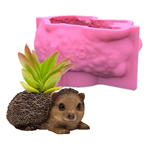 Cute Hedgehog Concrete Flower Pot Silicone Mold Animal Succulent Planter Pot Vase Mold Candle Pen Holder Mould Epoxy Resin Cement Clay Mould
