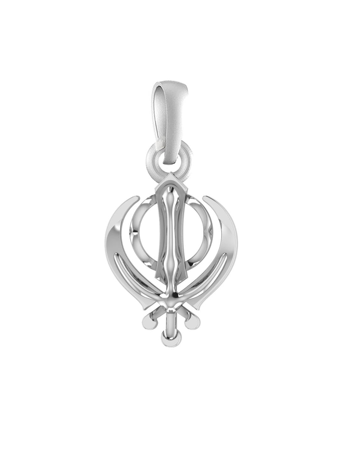 Akshat Sapphire Sterling Silver (92.5% purity) Religious Sikh Khanda Symbol Pendant for Men and women Pure Silver Spiritual Sardar Punjabi Symbol Locket for Good Luck, Health & Wealth