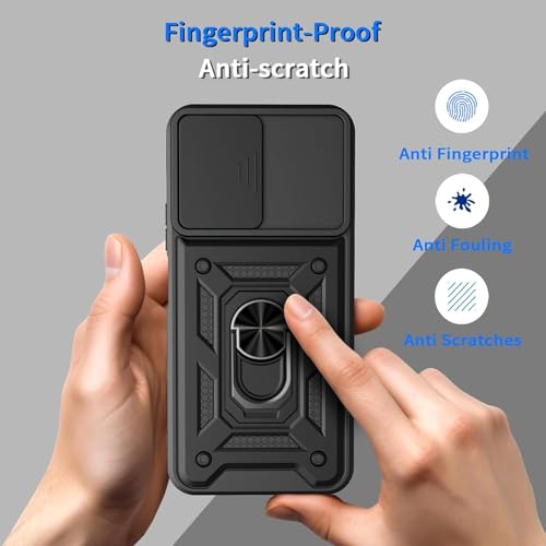 Image of AIBEX Back Cover Compatible for Vivo Y51 Pro 5G / Vivo T5X 5G / iQOO Z11X 5G | D10 Tough Armor Case |Sliding Camera Shield |360 Protection |Kickstand Ring Holder |Military-Grade Bumper Case - Black
