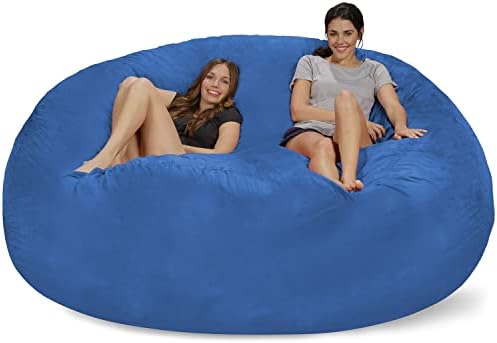 Chill Sack Bean Bag Chair: Giant 8' Memory Foam Furniture Bean Bag - Big Sofa with Soft Micro Fiber Cover - Royal Blue