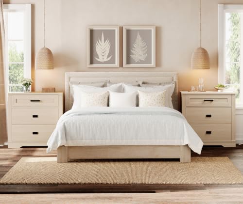 Image of WAMPAT 32-inch Tall Large Wooden Nightstand with Drawers Set of 2