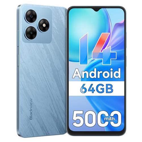 Blackview Wave 8C Handy Ohne Vertrag Günstig Android 14, 6GB+64GB/2TB SD, Octa Core 6,56" HD+, Akku 4700mAh, 13MP+8MP Kamera, 4G Dual SIM Smartphone Simlockfreie, 3.5mm Jack/GPS/2 Jahre Garantie