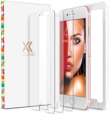 XClear Screen Protector for iPhone SE 2020 2nd Gen, iPhone 8, iPhone 7 (4.7-inch) (3 Pack), Tempered Glass Film + Alignment Tray Compatible iPhone SE 2nd Gen/ 8/7/ 6S/ 6 [Case Friendly]