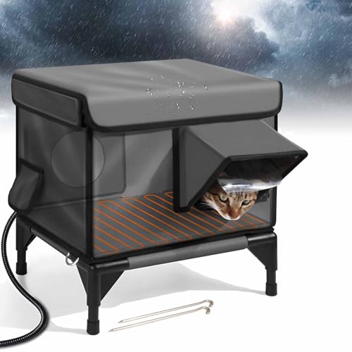 Refuge pour chats sauvages entièrement isolé avec base chauffante hiver