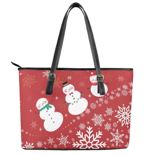 Image of Coldinair Christmas Leather Tote Bag for Women with Zipper Large Shoulder Tote Bag Shopping Casual Travel Bag Handbag Purse