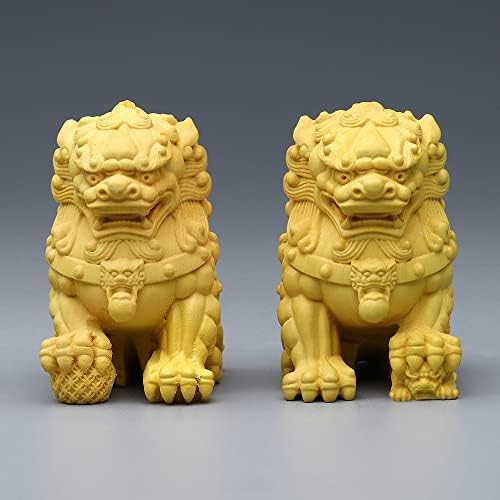 Amazon.co.jp: 神棚 神具用 獅子狛犬 6cm 木製 こま犬 風水の置物 邪気 
