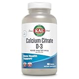 KAL Calcium Citrate Supplement with Vitamin D3 - 1000 IU Vitamin D3, Healthy Bone & Muscle Function Support for Men and Women, Quick Dissolving Tablets - 180 Count Tablets