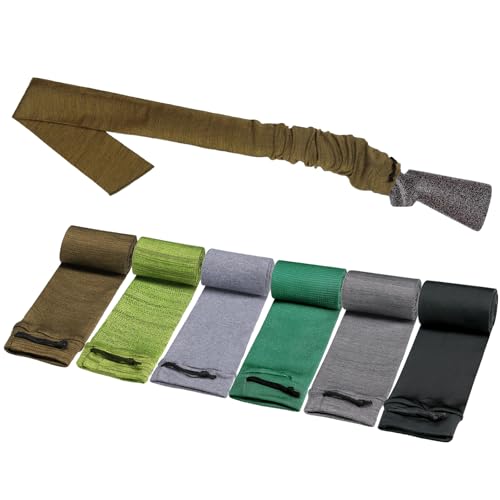 CVLIFE 6-Pack Gun Socks for Rifles & Shotguns, 54 " x 4" Silicone Treated Knit Rifle Socks, Gun Sleeve Rifle Accessories for Storage Hunting and Shooting, Flexible Fit with or Without Scopes