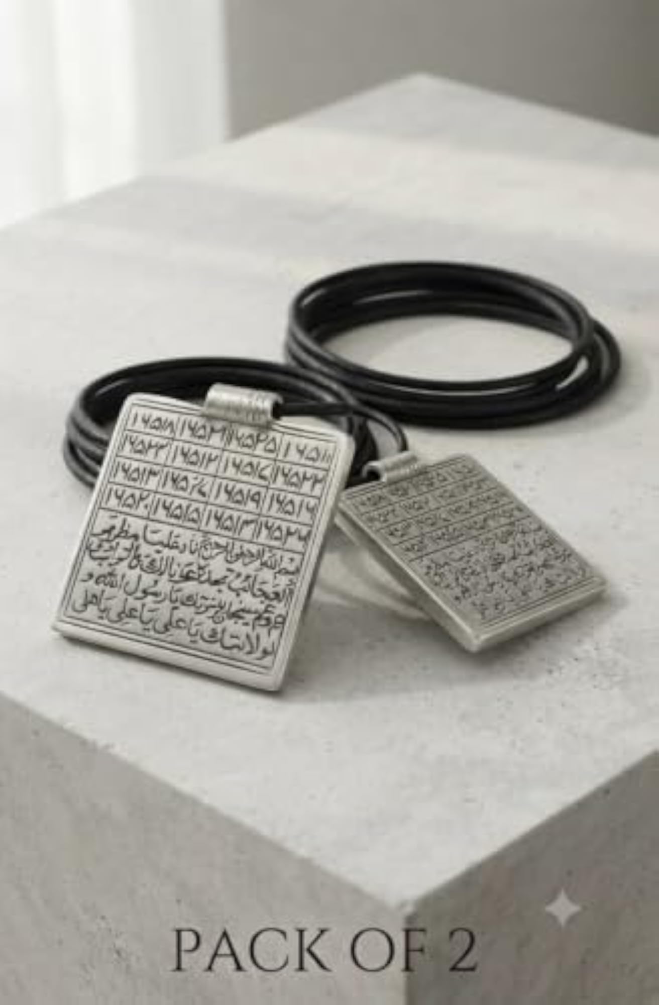 Nad E Ali Taweez Pack of 2 Silver Islamic Pendants