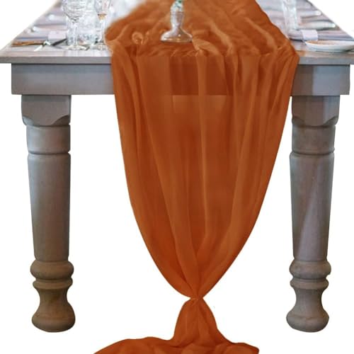 Table Runner-72*304cm (28*120inch) Chiffon Gauze Table Runner Extra Long