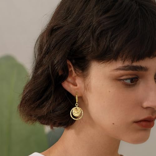 14K Gold Disc Leverback Earrings for Women Gold and Silver Circle Drop Dangle Earrings Jewelry Hypoallergenic Hammered Leverback Dangle Earrings for Gifts4