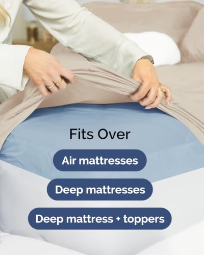 Image of 2 Pack Extra Deep Twin Fitted Sheets with Extra Deep Pockets - Wheat | Hotel Luxury Bottom Fitted Sheets Only, Soft, Fade & Wrinkle Free, Breathable & Comfy, All Around Elastic Fitted Sheets