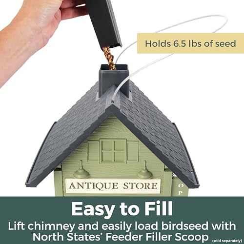 North States Village Collection - Antique Store Birdfeeder for Outdoors, Holds 6.5 Lbs of Seed in Green - Image 2