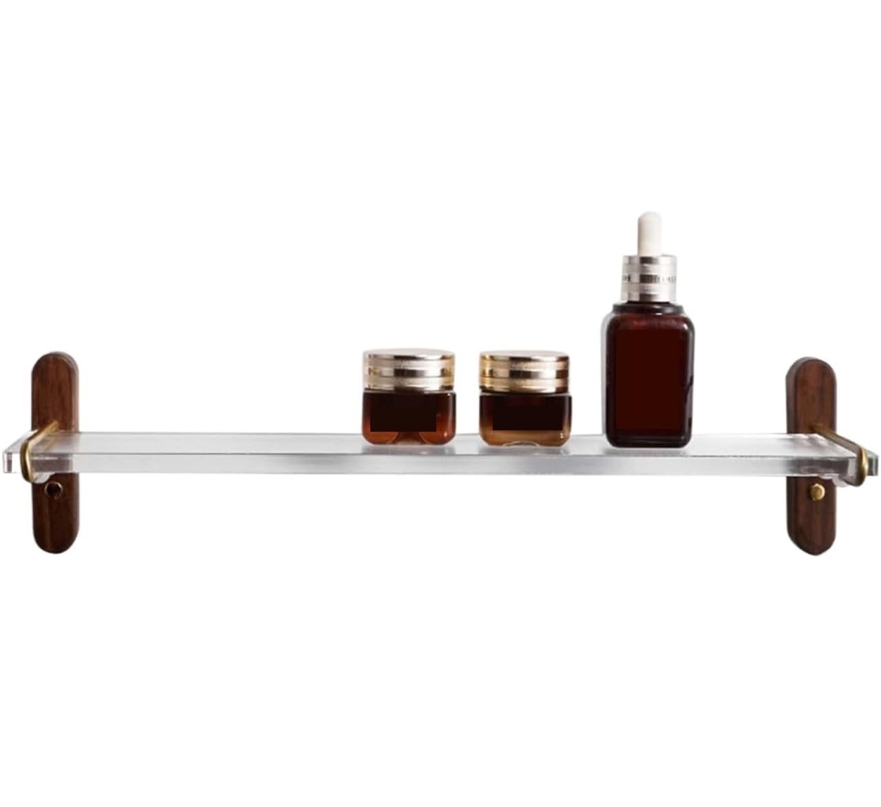 Mensola da Bagno per Doccia Cestino per Doccia A Parete Carrello per Doccia in Legno Nessun Adesivo di Perforazione per Il Bagno della Toilette Mensola Doccia(B,30cm)