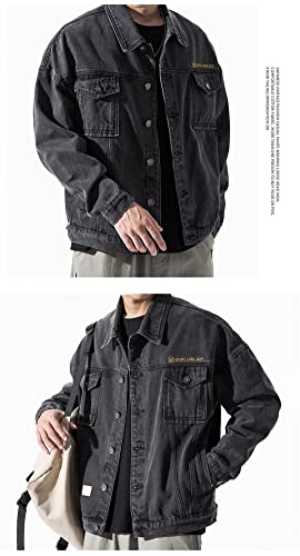 Spring And Autumn Men's Denim Jacket Casual Solid Color Lapel Single Breasted Denim Jacket Men's Jacket 6