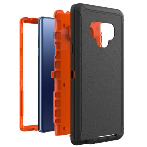 Image of Case for Galaxy Note 9, Heavy-Duty Tough Rugged Shockproof Drop Protective Cover Cases for Samsung Galaxy Note 9, Black+Orange