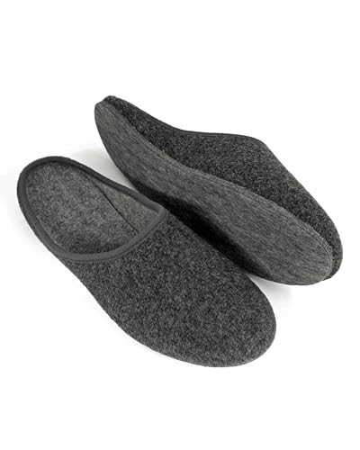Pantoffelmann Filzpantoffeln mit Filzsohle I Dunkelgrau I Größe 45 I...