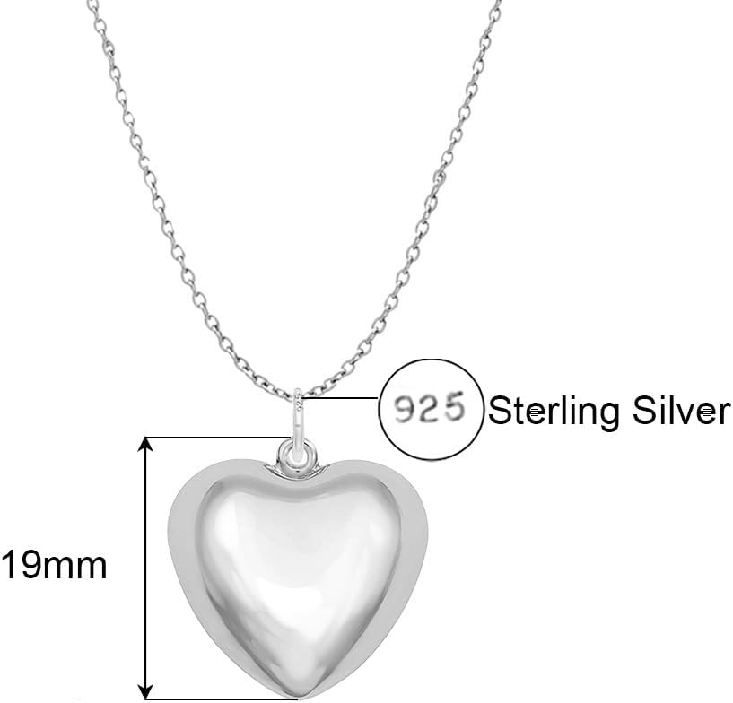 Savlano 925 Sterling Silver Puffy Hallow Heart Pendant Necklace -18K Gold Plated Love Charm Chain for Women Comes with Gift Box- Made in Italy - Image 3