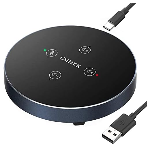 CMTECK USB Speakerphone, Conference Microphone for Home Office, Crystal Clear 360º Voice Pickup, Plug and Play, LED Indicator, Perfect for Zoom, Skype, Podcasting