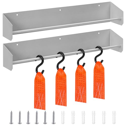 Meonum 2 Pcs Ratchet Holder Tie Down Hanger Holder Wall Mounted, Sliver