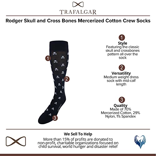 Trafalgar Men's Rodger Skull and Cross Bones Over The Calf Mercerized Cotton Socks2