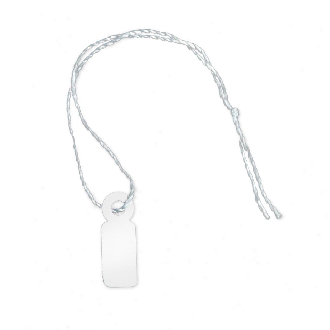 POKORNYS - 10.000 etiquetas de precio en blanco con hilo (7 x 19 mm) blanco I Etiquetas para escribir I Etiquetas de precio de cartón con hilo de algodón I Colgante, etiqueta colgante y etiqueta de