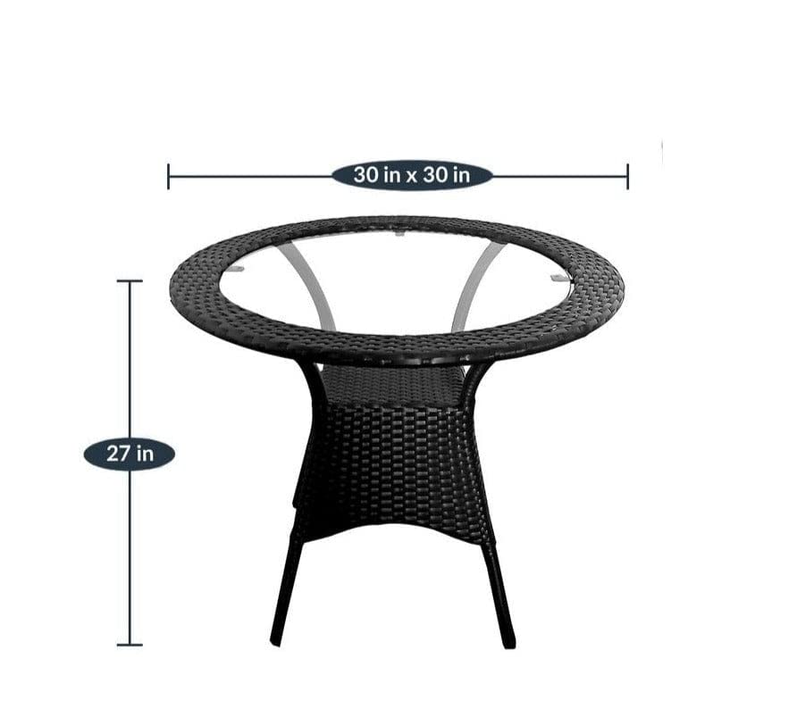 Image of Artic Fashion D-15 Chairs Table Set 4+1 Wicker Patio Furniture Sets 4 Chair and 1 Table for Garden Balcony Bedroom Powder Coated Frame Uv Protected Wicker (Black-2)